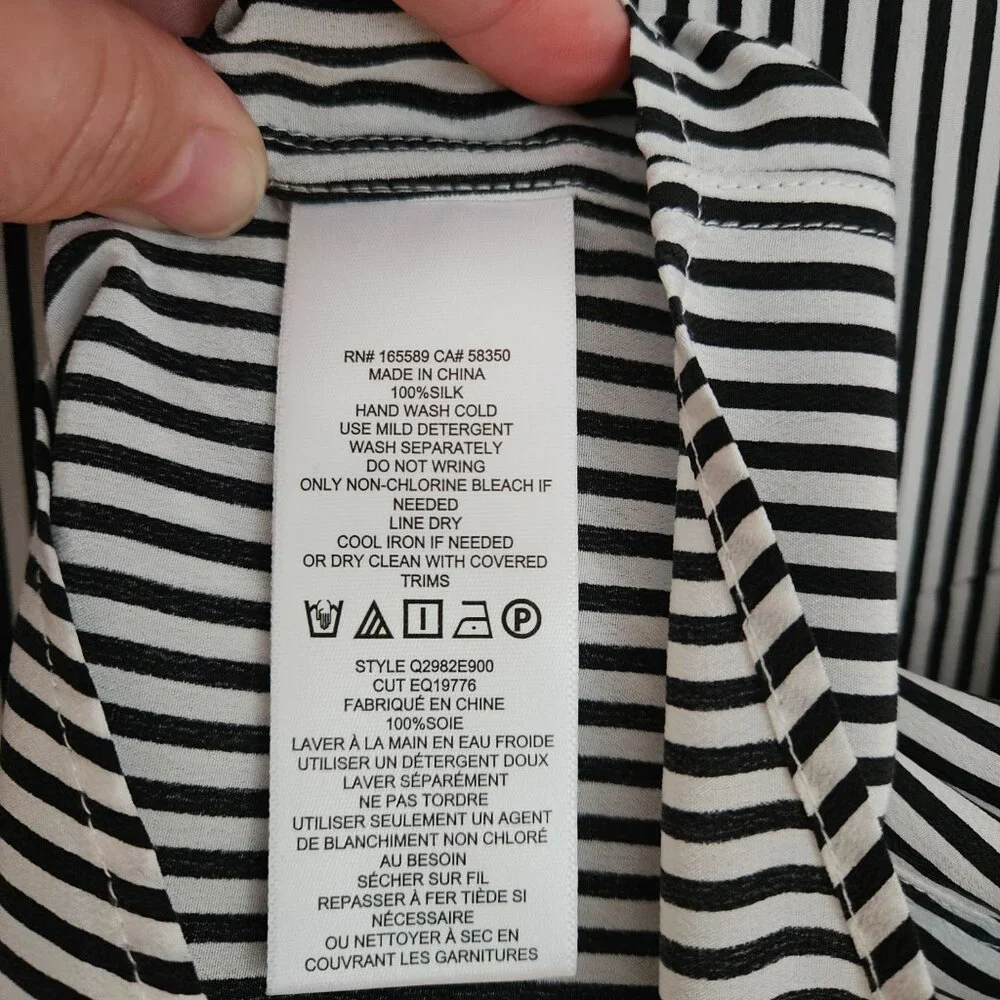 Eqipment Essential Silk Striped Long Sleeved Shirt sz L - Picture 7 of 7